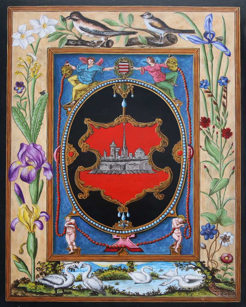 Représentation en tableau de Croÿ des armoiries de Mons.